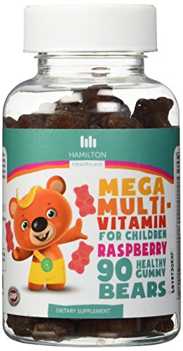 Mega multi vitaminas para los niños, 90 frambuesa sana osos Gummy sabor con ningunos sabores artificiales por Hamilton Healthcare