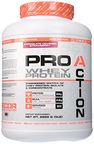 Proteína de acción reacción nutrición Pro Recor, Chocolate cubierto de fresa, 5 libras