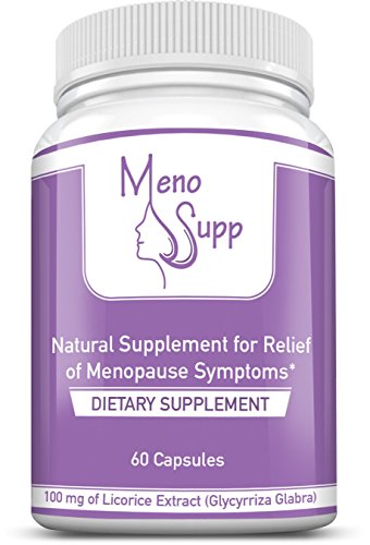 Menosupp - menopausia suplementos para la menopausia Natural 100% alivio de los síntomas - bochornos, sudoración nocturna, cambios de humor, sequedad Vaginal - Extracto de raíz de regaliz en cápsula vegetal para apoyo de la menopausia