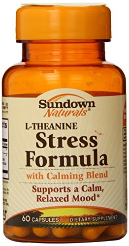 Sundown Naturals L-teanina cápsulas fórmula de estrés, cuenta 60