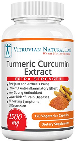 Cúrcuma curcumina Extra fuerza 1500mg/porción - con BioPerine pimienta extracto -120 cápsulas (Veggie) -100% Natural - más fuertes disponibles en el mercado - Made in USA