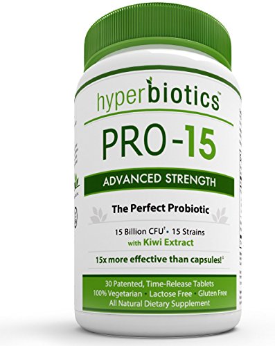 PRO-15 avanzado fuerza probióticos: Extracto de 3 x el conteo de UFC con Kiwi - 15 cepas - 30 comprimidos una vez al día - 15 x más efectiva que cápsulas con tecnología de entrega patentada
