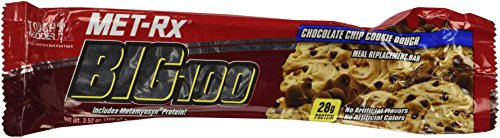 MET-Rx Big 100 barra de reemplazo de comida, masa para galletas Chocolate Chip, 3,52 onzas, cuenta 9