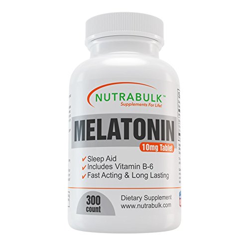 NutraBulk melatonina - vitamina - suplemento - ayuda para dormir - inicio rápido, sostenido sueño - tabletas de 10mg - 300 hilos - 10mg