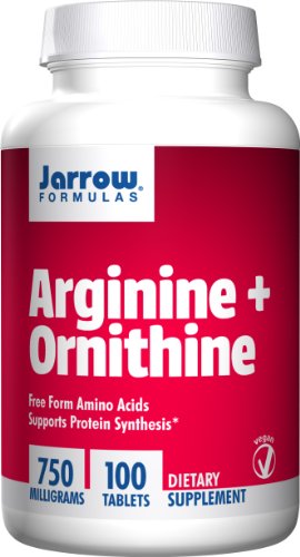 Jarrow Formulas arginina y ornitina, 750 mg, 100 tabletas