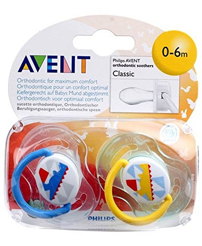 Philips AVENT BPA Free moda infantil chupete, 0-6 meses, 2 Pack, los colores pueden variar