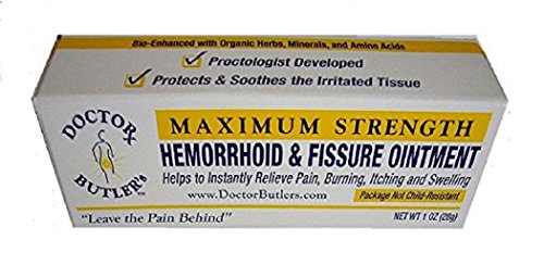 Hemorroides y fisura ungüento del doctor mayordomo (alivio del dolor de intensidad máxima con fórmula de curación orgánica aprobado por la FDA)