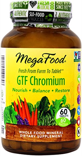 MegaFood - GTF cromo 100 mcg, mantiene niveles saludables de azúcar en la sangre, 60 comprimidos (envasado de alta calidad)