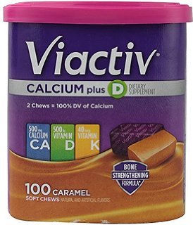 Suplemento de calcio VIACTIV + D mastica suave, caramelo, 100-cuenta