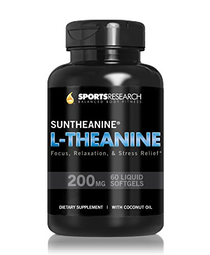 Fuerza doble de 200mg de L-teanina de Suntheanine ®; Potenciado con aceite de coco orgánico para una mejor absorción; Soporta Stress Relief, Focus, relajación y calidad del sueño; 60 cápsulas líquidas