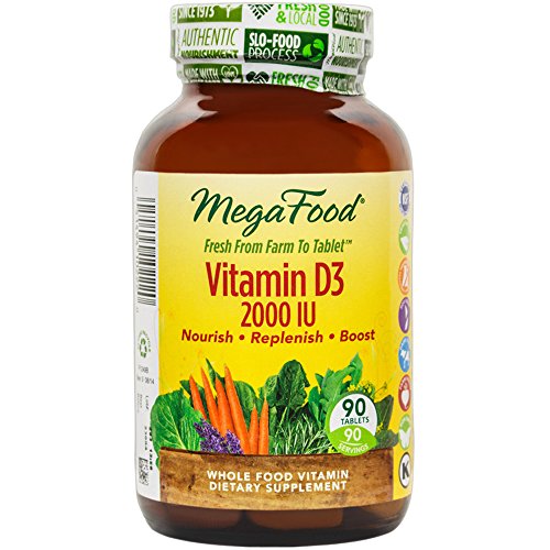 MegaFood - 3 vitamina D 2000 UI, promueve la función inmune saludable y bienestar general, 90 tabletas (envasado de alta calidad)