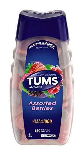 Fuerza de Tums Ultra 1000, antiácidos masticables, surtido de bayas, 160-Conde botella