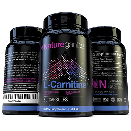 Natureganics L-carnitina aminoácidos pura ayudas ejercicio recuperación, aumenta la energía celular, ayuda a la respuesta cognitiva, 1000mg al día, fabricado en Estados Unidos!
