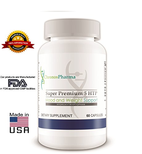 Peso y estado de ánimo de Chronos Pharma Super Premium 5 HTP ayuda suplemento dietético de hidroxitriptófano, 60 cápsulas