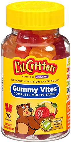 L'il Critters Gummy Vites, fruta con sabor a vitaminas múltiples y minerales para niños, cuenta 70