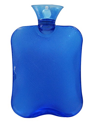 Botella de agua caliente de caucho clásico Attmu Premium, botella de agua caliente transparente, azul