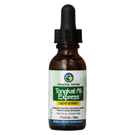 Amazing Herbs Tongkat Ali expreso extracto líquido sano respaldo hormonal 1 oz paquete de 2