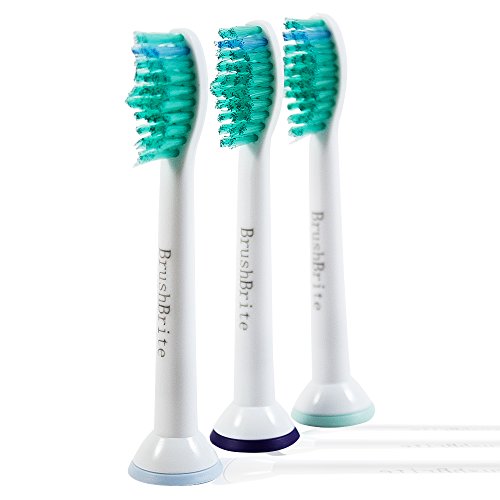 BrushBrite recambio cabezales se ajusta control de placa Philips Sonicare eléctrico cepillo de dientes Diamondclean Flexcare esencia saludable blanco goma salud HX6014 ProResults (juego de 3)