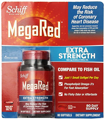 Schiff MegaRed Extra fuerte 500mg Omega 3 Krill aceite Softgel, (80 ct)