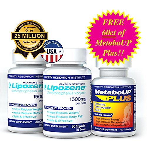 Lipozene pastillas de pérdida de peso 2 x 30 cuenta botellas gratis 60 cuenta MetaboUp Plus