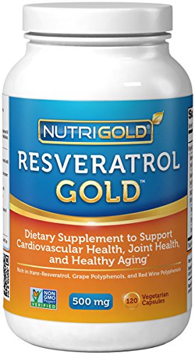 Nutrigold Resveratrol oro (Resvinol + polifenoles de uva), 500 mg, 120 cápsulas vegetales