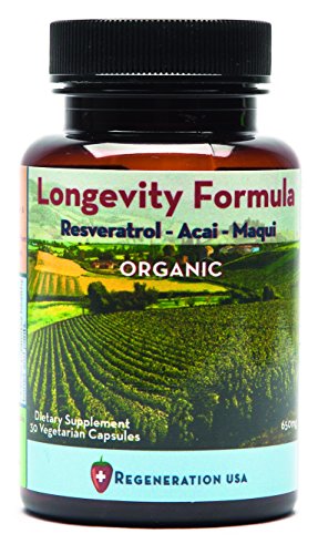 Fórmula de longevidad de los E.e.u.u. de regeneración, Resveratrol-Acai-Maqui, orgánico - 30 cápsulas para una salud óptima y la longevidad