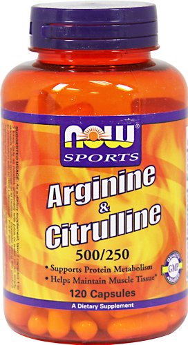 AHORA alimentos L-Arginina 500mg con citrulina 250 mg-120 cápsulas
