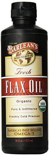 Aceite de lino de Barlean aceites orgánicos frescos, botella de 16 onzas