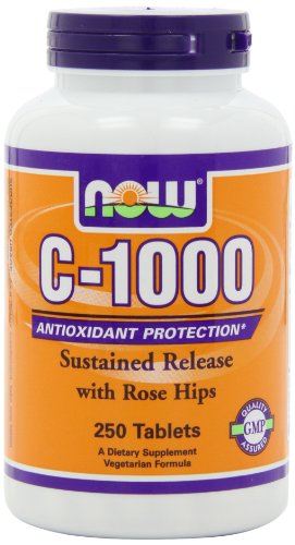 AHORA alimentos vitamina C-1000 sostenido lanzamiento con rosa mosqueta, 250 tabletas