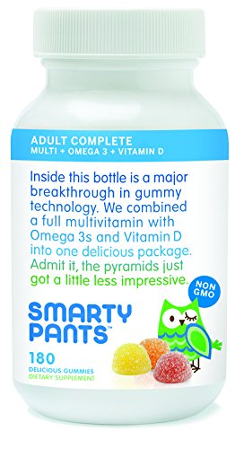 SmartyPants vitaminas multivitaminas de goma adulto Plus Omega 3 Plus vitamina D 180 gomitas (suministro para 30 días)