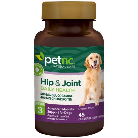 PetNC Hip Natural Care -amp- Joint avanzada Movilidad masticable Soporte para perros hígado Sabor ea 45 (Pack de 3)