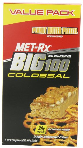 MET-Rx grande 100 colosal cacahuate salados, 3,52 oz bares, cuenta 4