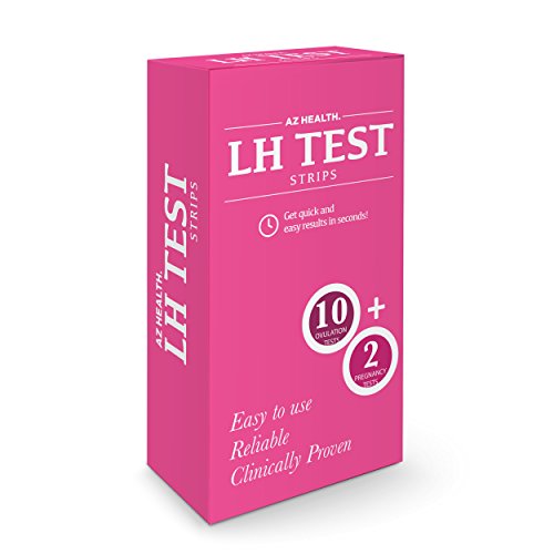 AZHEALTH fácil de leer Kit Predictor de ovulación, 10 tiras de ovulación (LH) y paquete de tiras de prueba de 2 embarazo (HCG) orina, 12 tazas de orina incluidos
