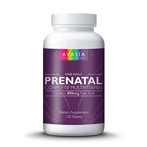 AVASIA vitamina Prenatal con ácido fólico 800 mcg. Ideal para antes del embarazo, FIV, embarazo, lactancia. Suministro de 5 meses. Nutrición óptima para la mamá y el bebé. Fácil tragar 1 día. Made in USA