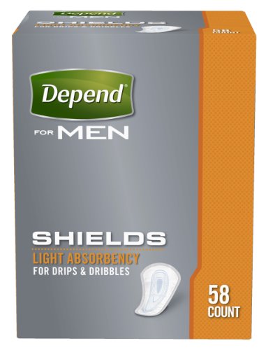 Dependen de escudos para los hombres, absorbencia ligera incontinencia protección, cuenta 58 (paquete de 3)