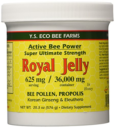 Jalea real fresca + polen de abeja, Propolis, Ginseng, miel Mix - 36.000 mg Y.S. Org oz 20,3