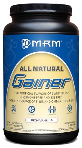 MRM Natural Gainer, rico vainilla, 3,3 libras tina