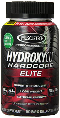 Hydroxycut Hardcore Elite-Svetol grano de café verde extracto fórmula, 100 ct, Coleus Forskohlii 100mg, Yohimbe 56,3 mg, 200mg verde café, 100mg L-Theanin