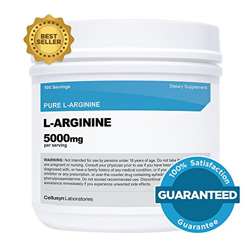 Cellusyn L-arginina (500 gramos) - L-arginina pura en polvo - 5000mg por porción; 100 porciones