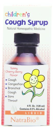 Jarabe para la tos NatraBio infantil, líquido, delicioso sabor Cherry-Berry, 4 onzas de líquido (120 ml)