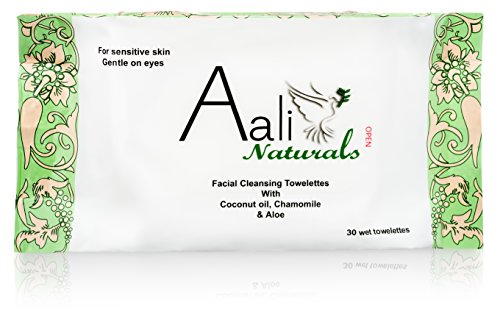 Toallitas con aceite de coco, manzanilla &amp; Aloe - 30 cuenta de limpieza facial