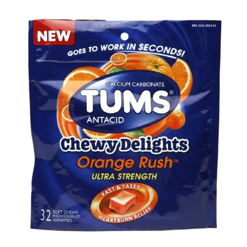 Tums delicia masticable 1177mg naranja Rush 32 tabletas masticables