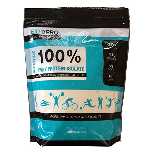EidoPro proteína en polvo, sin azúcar, aislante 100% puro suero sin sabor, 1 lb