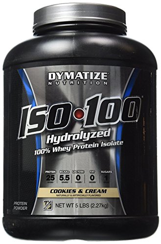 Proteína de suero 100% hidrolizada Dymatize ISO-100 aislar - galletas y crema 5 libras