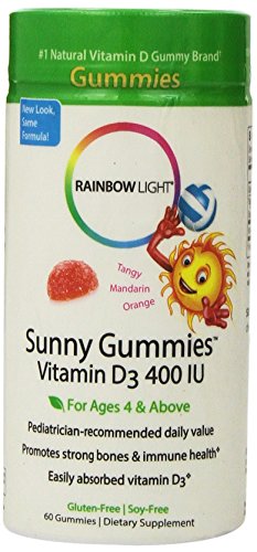 Arco iris luz vitamina D3 sol gomitas, 400 Iu, 60-Conde botella