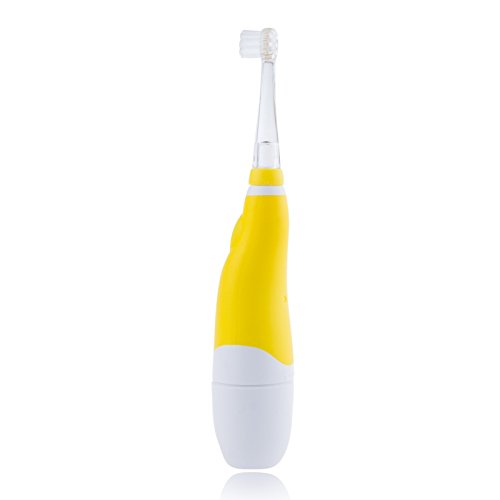 LEMONBEST® bebé suave Ultra cepillo de dientes eléctrico LED luces bebé Cuidado Oral formación cepillo amarillo