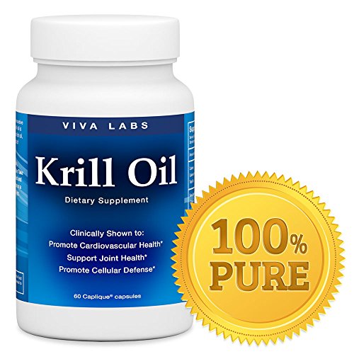 Viva laboratorios aceite de Krill: 100% aceite puro de Krill antártico - niveles más altos de Omega-3 en la industria, 1250mg/porción, 60 Capliques