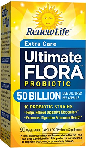 Renovar la vida Ultimate Flora Extra cuidado probiótico 50 billones (cuidados críticos anteriormente), cuenta 90