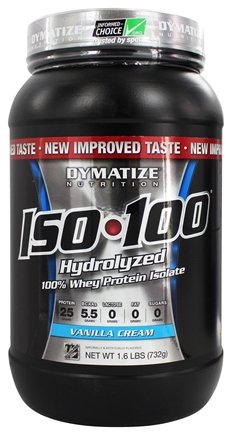 Aislar de proteína de suero 100% hidrolizada Dymatize ISO-100 - Gourmet vainilla - 1,6 libras