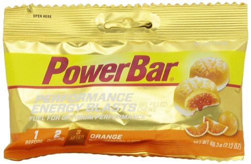 Ráfagas de energía de PowerBar Gel-llenada mastica, naranja, 2,12 onzas (Pack de 12)